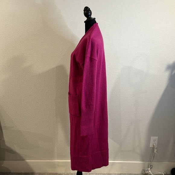 Solid Open Front Drape Knit Cardigan Long Sleeve Long Length Sweater NWOT - Picture 6 of 7